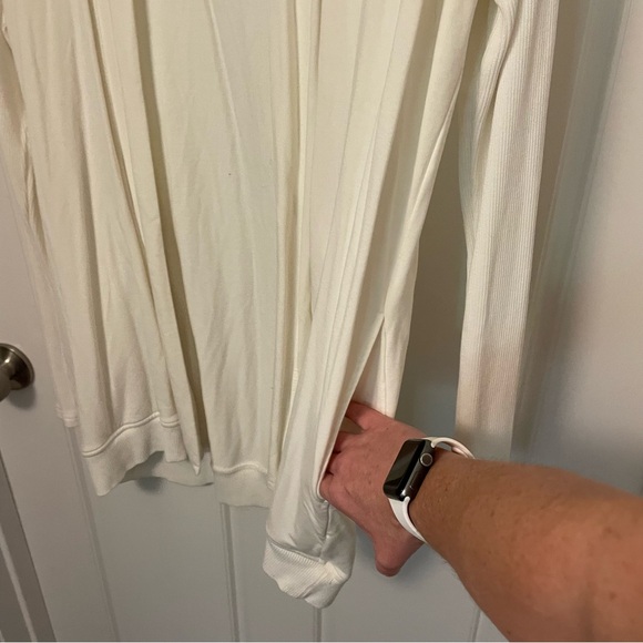 Banana Republics long sleeve baby terry open long cardigan sweater M white - Picture 8 of 10